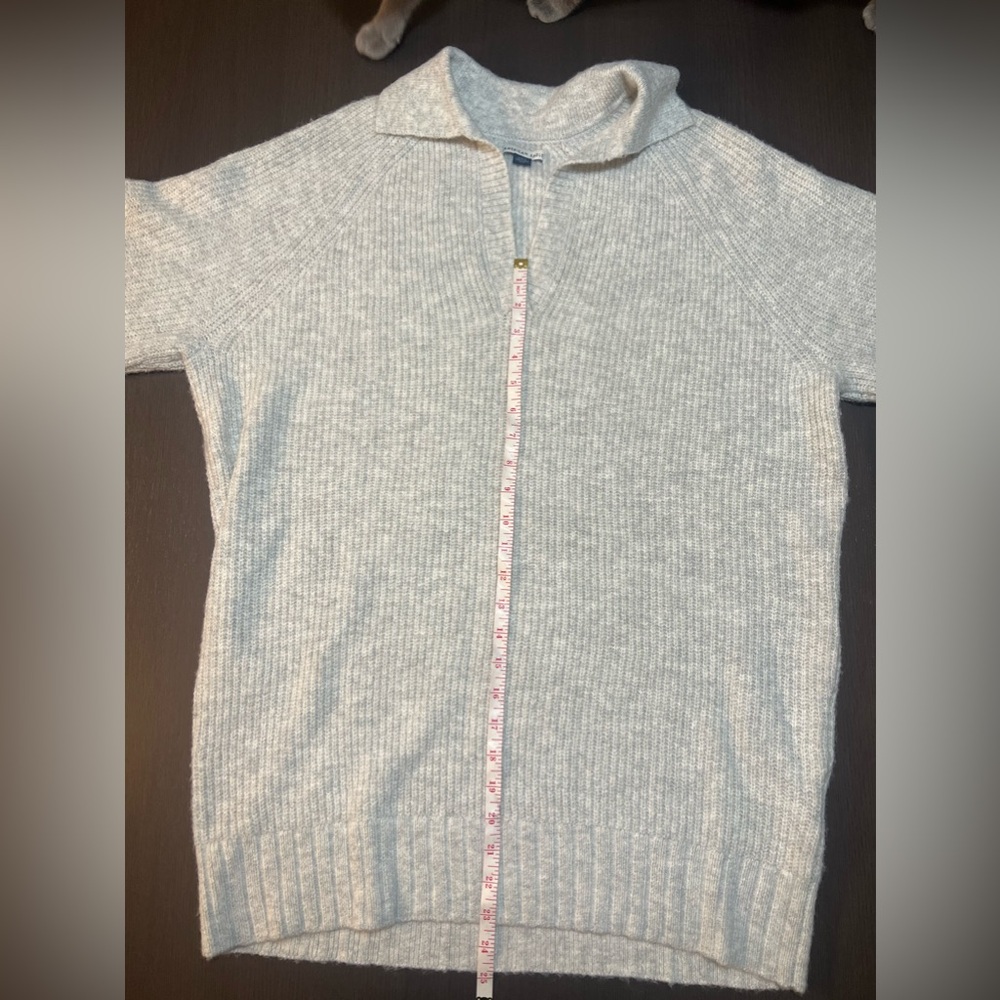 American Eagle Grey V Neck Collared Long Sleeve Oversized Sweater Dress Medium